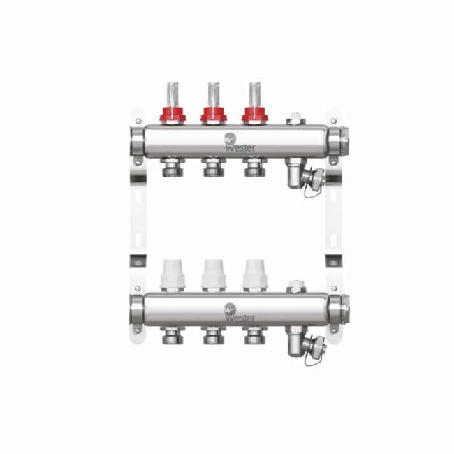 Коллектор нерж. Wester 1 3/4 в сборе с расходомерами на 3 выхода