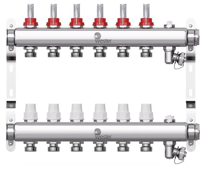 Коллектор нерж. Wester 1 3/4 в сборе с расходомерами на 6 выходов