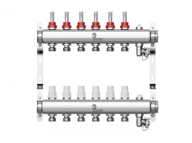 Коллектор нерж. Wester 1 3/4 в сборе с расходомерами на 4 выхода