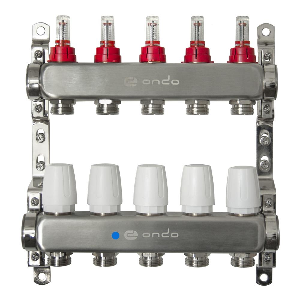 Коллекторная группа ONDO нерж. сталь 5 вых. без сливных кранов и воздухоотводчиков