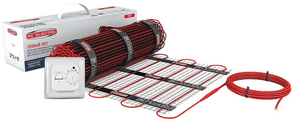 Мат нагревательный AC ELECTRIC ACМM 2-150-10 (комплект теплого пола с терморегулятором)