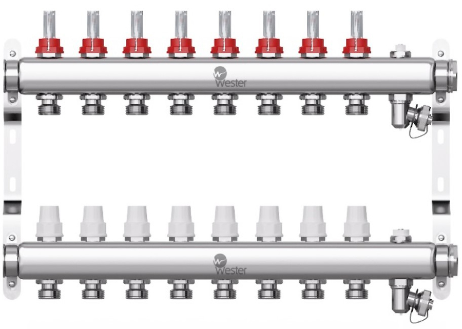 Коллектор нерж. Wester 1 3/4 в сборе с расходомерами на 11 выходов